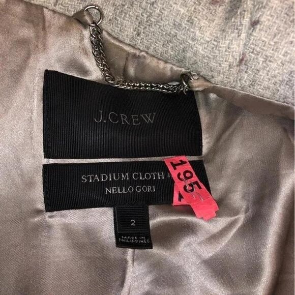 J. Crew Chateau Parka Gray Italian Wool Hood Faux Fur Trim Pockets Zipper Size 2 - Picture 4 of 6